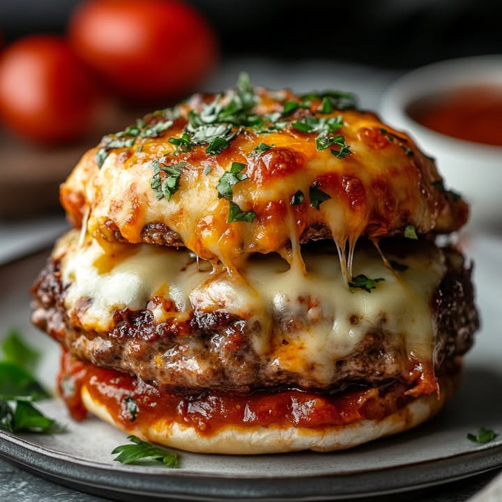 Indulge in the ultimate cheesy pizza burger bake, a delicious fusion of juicy burgers, zesty pizza sauce, and gooey cheese baked to perfection.