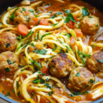 Deliciously Easy Keto Chicken Meatball Zoodle Soup
