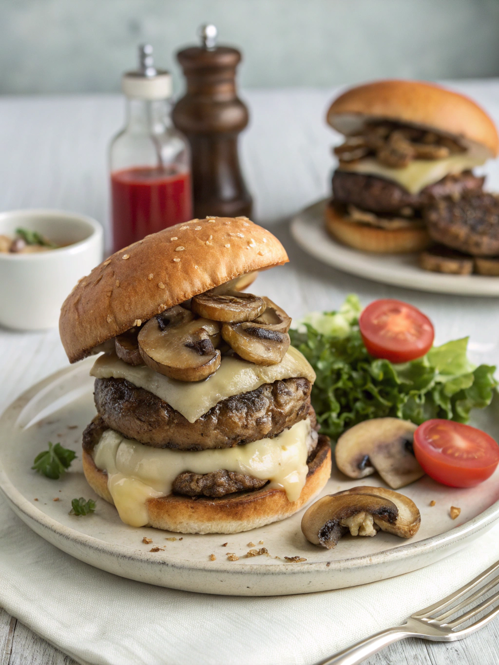 Authentic Mushroom Swiss Burger