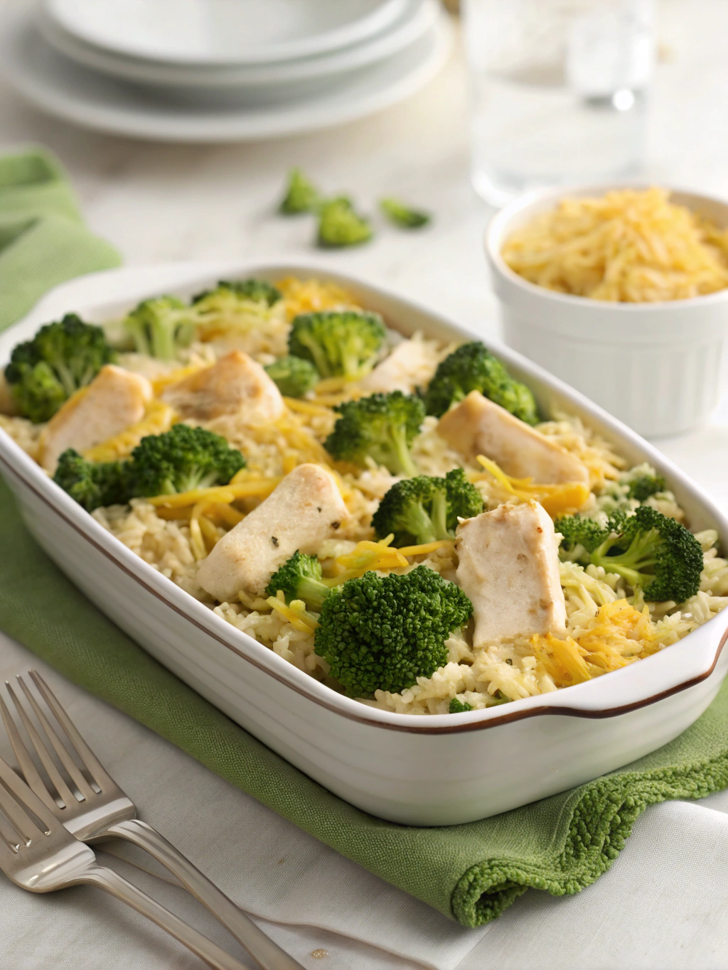 Broccoli, Rice, Cheese, and Chicken Casserole