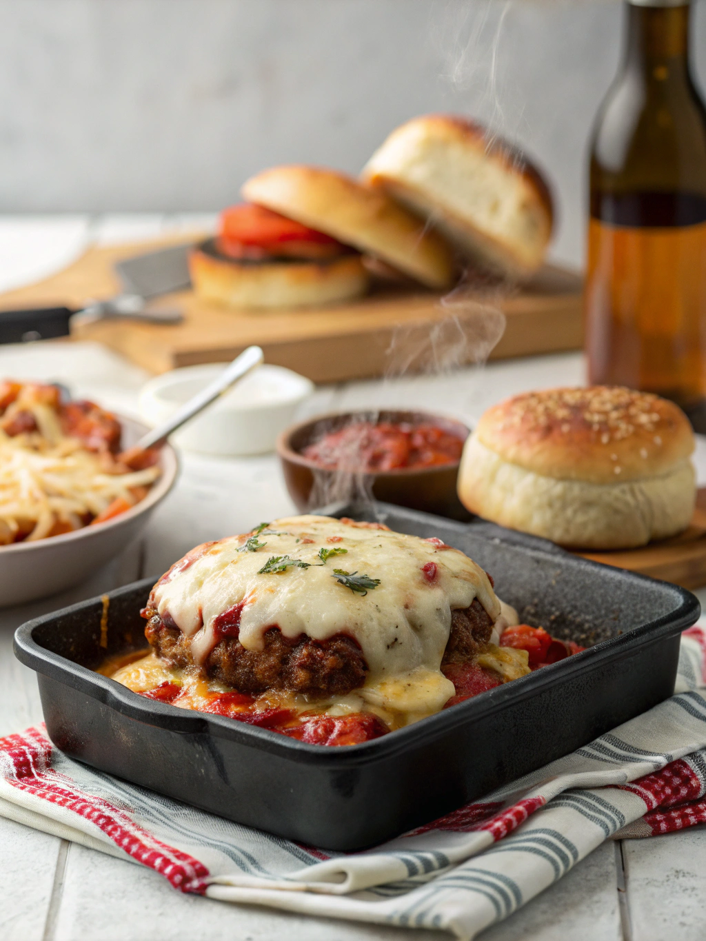 Cheesy Pizza Burger Bake Recipe