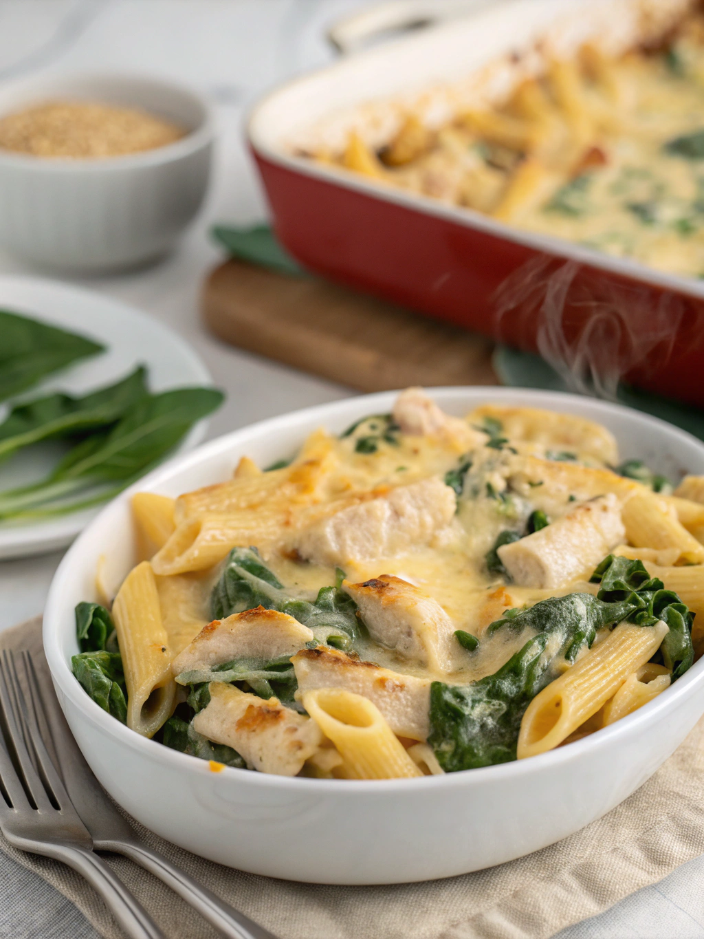 Cheesy Spinach Dip Chicken Pasta