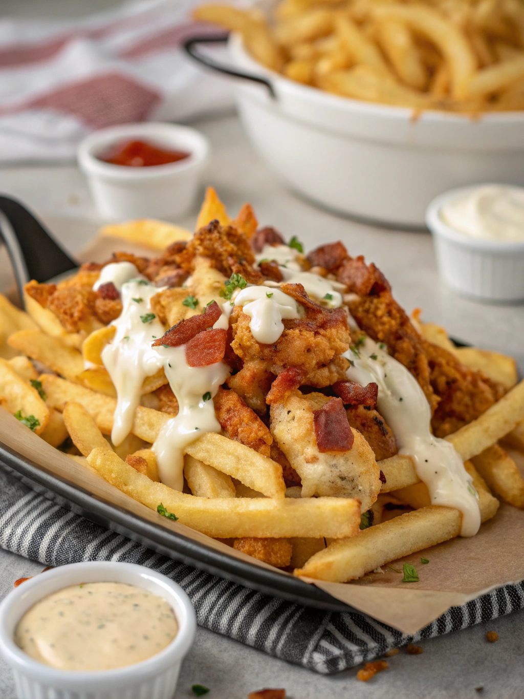 Chicken Bacon Ranch Loaded Cheese Fries