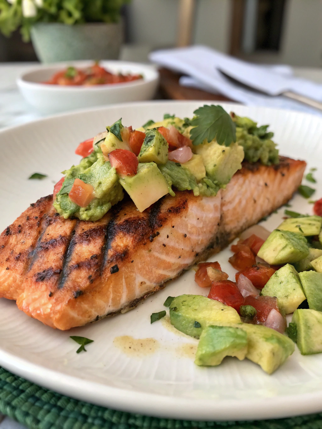 Grilled Salmon with Avocado Salsa