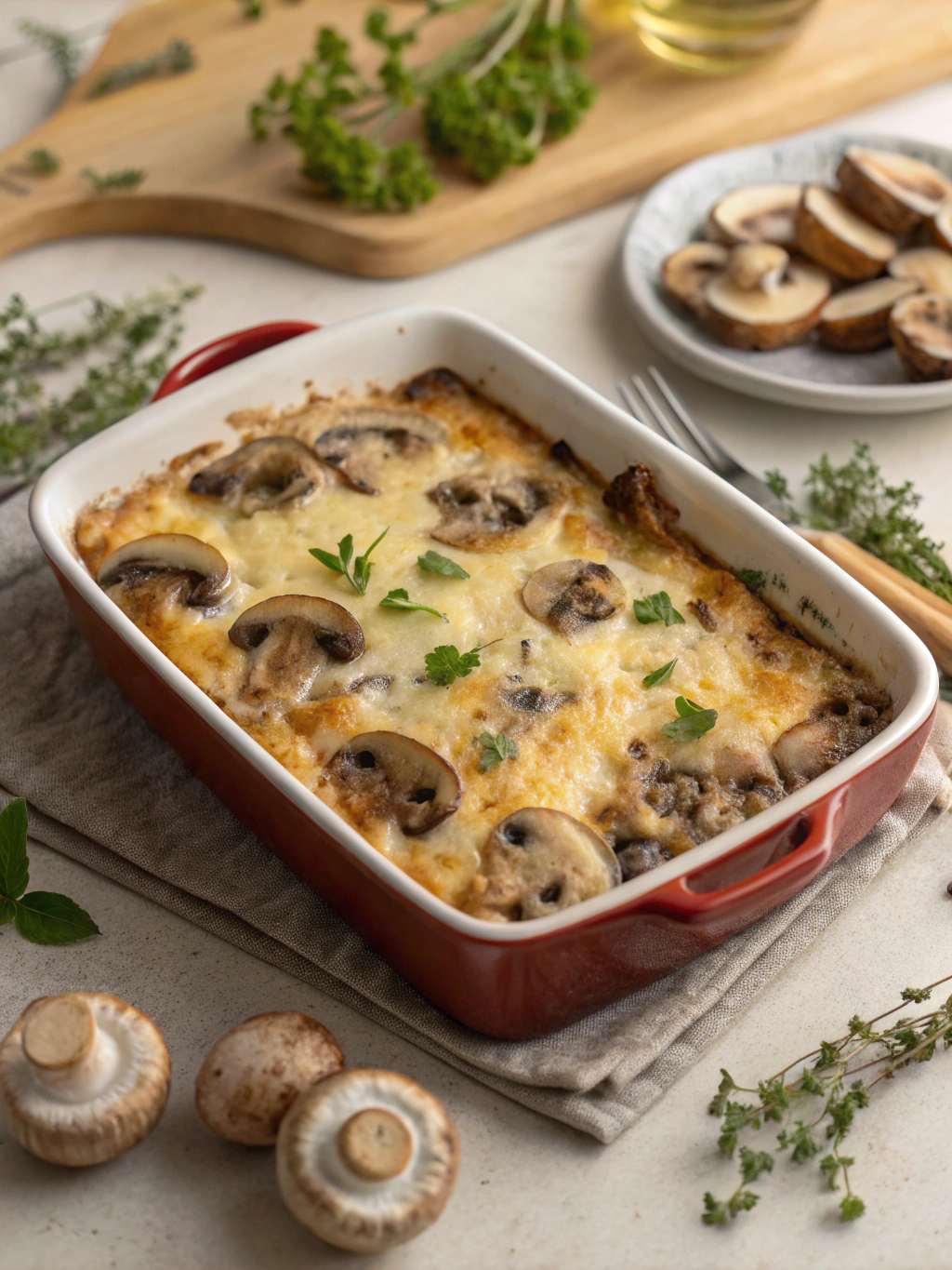 Baked Cheesy Mushroom Casserole