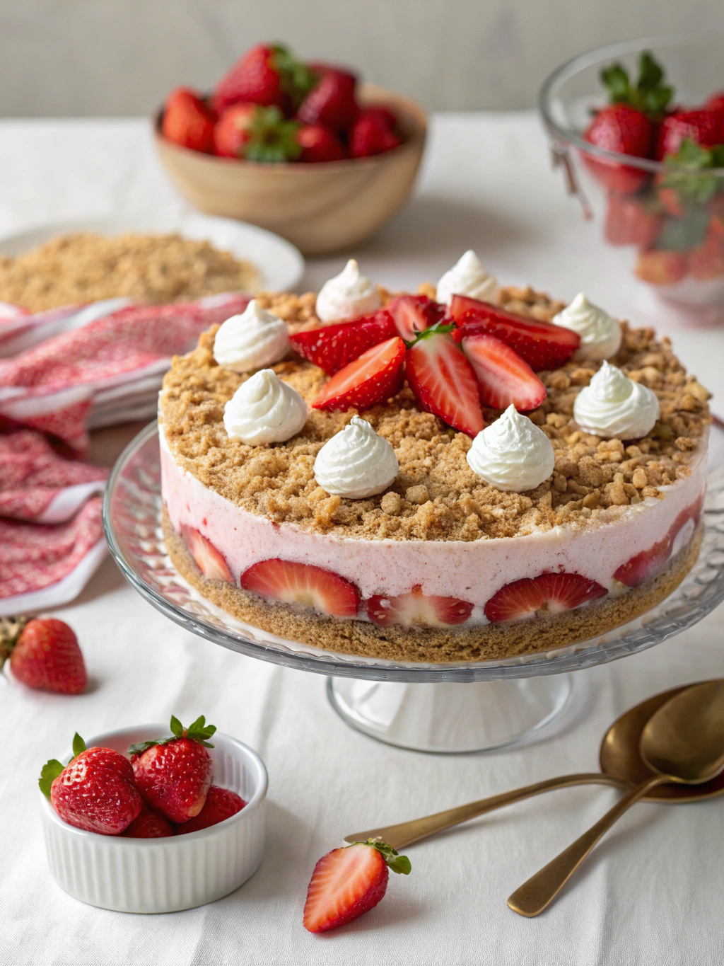 No-Bake Strawberry Crunch Cheesecake