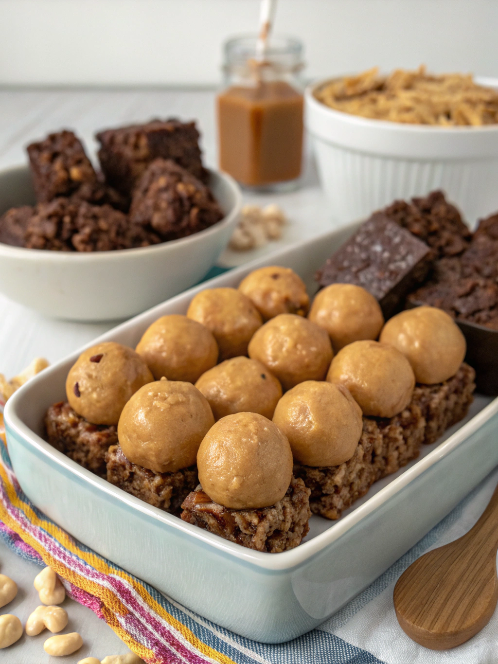 Peanut Butter Balls with Chocolate Rice Krispies