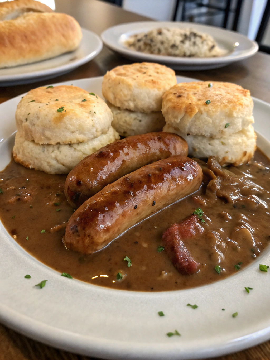 Sausage, Gravy, and Biscuit Pie