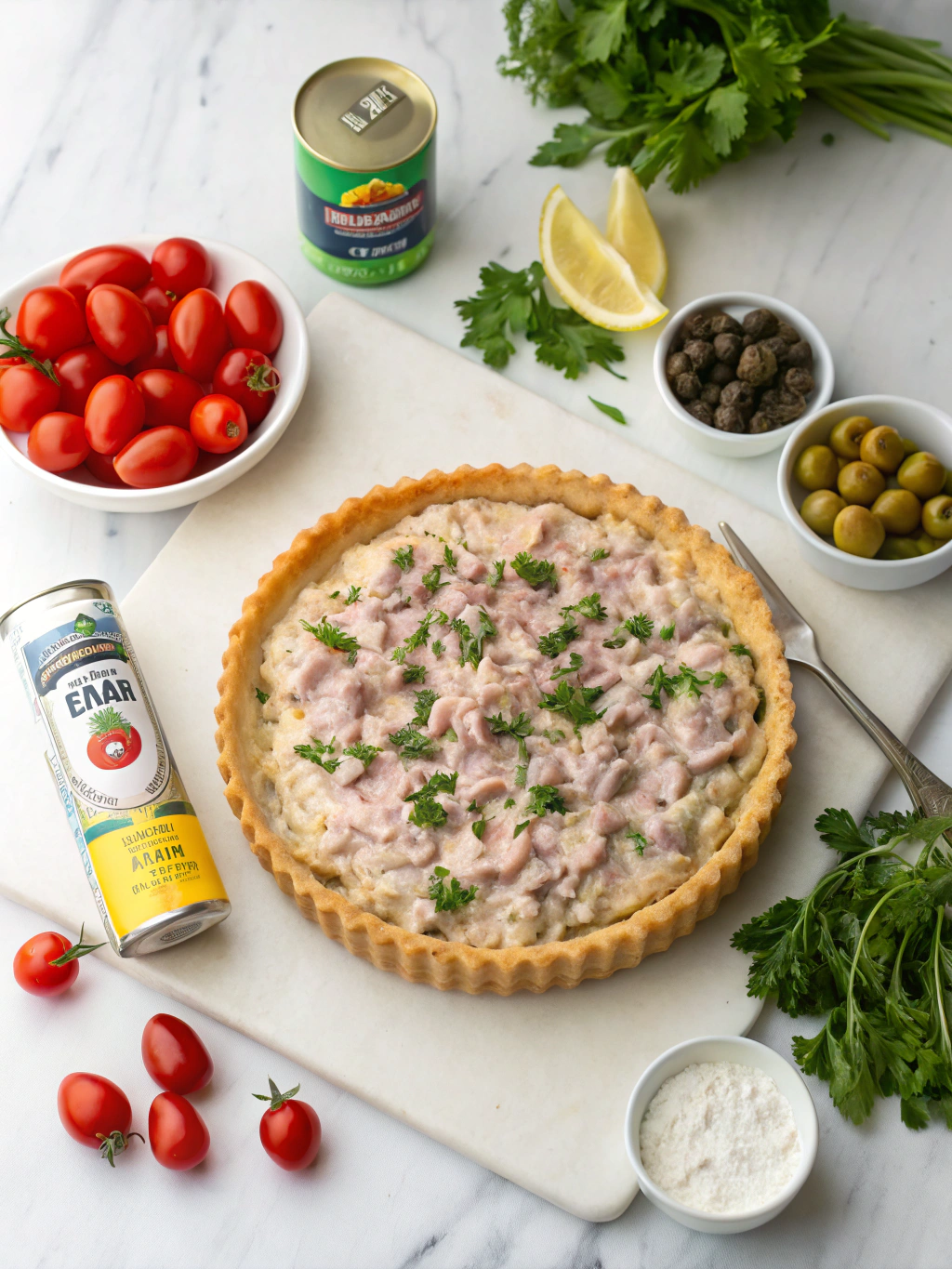 Quick Tuna Tart with Shortcrust Pastry ingredients