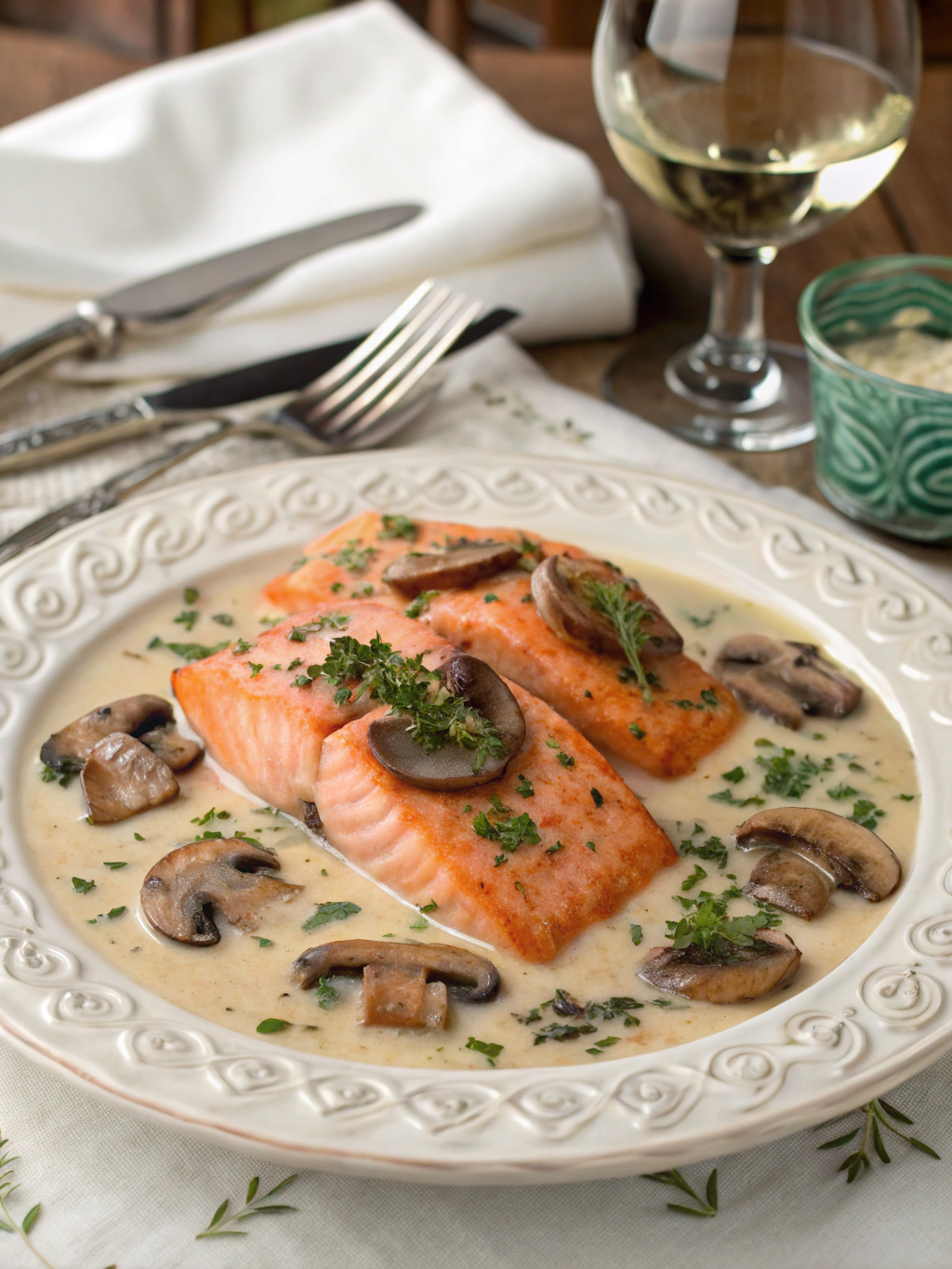 Creamy Garlic Mushroom Salmon