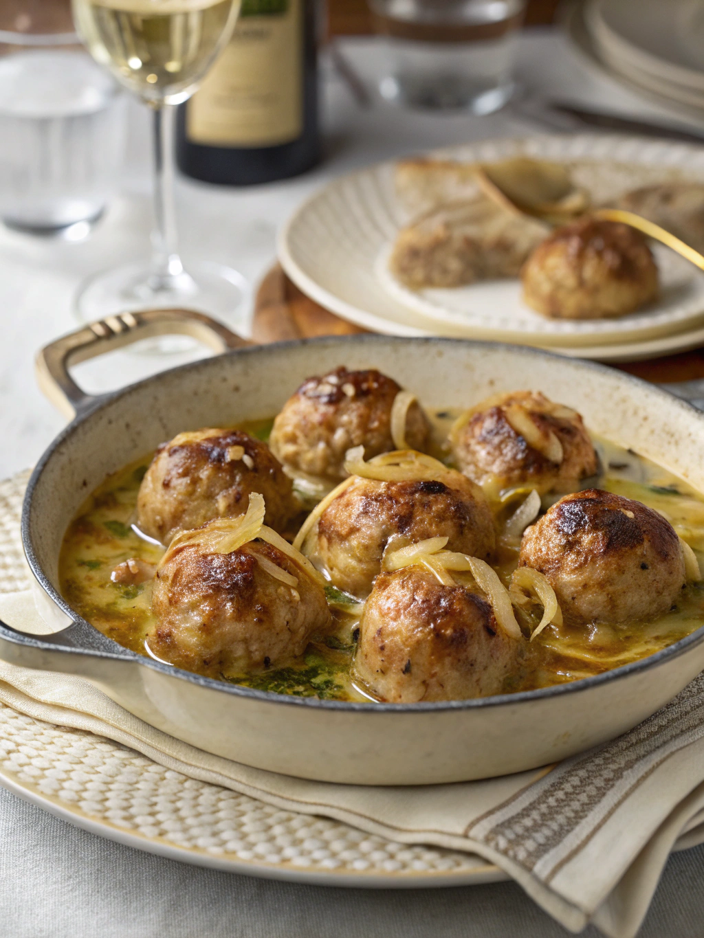 Garlic Butter French Onion Chicken Meatballs