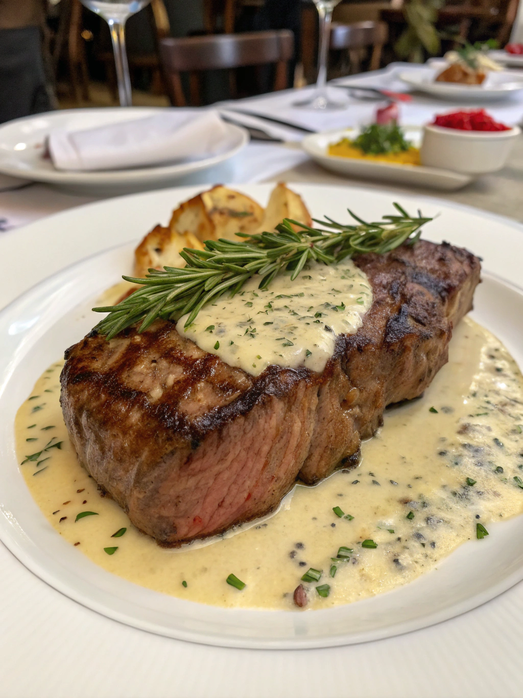 Steak with Garlic Cream Sauce